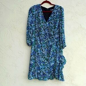 KARL LAGERFELD V-Neck Floral Midi Dress Size 14